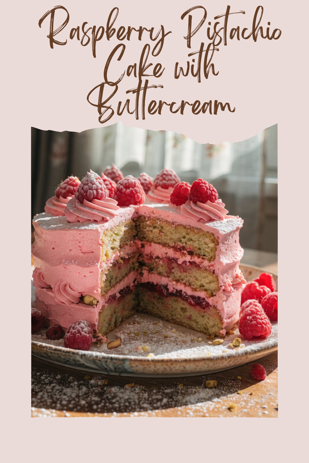 Raspberry Pistachio Cake with Buttercream
