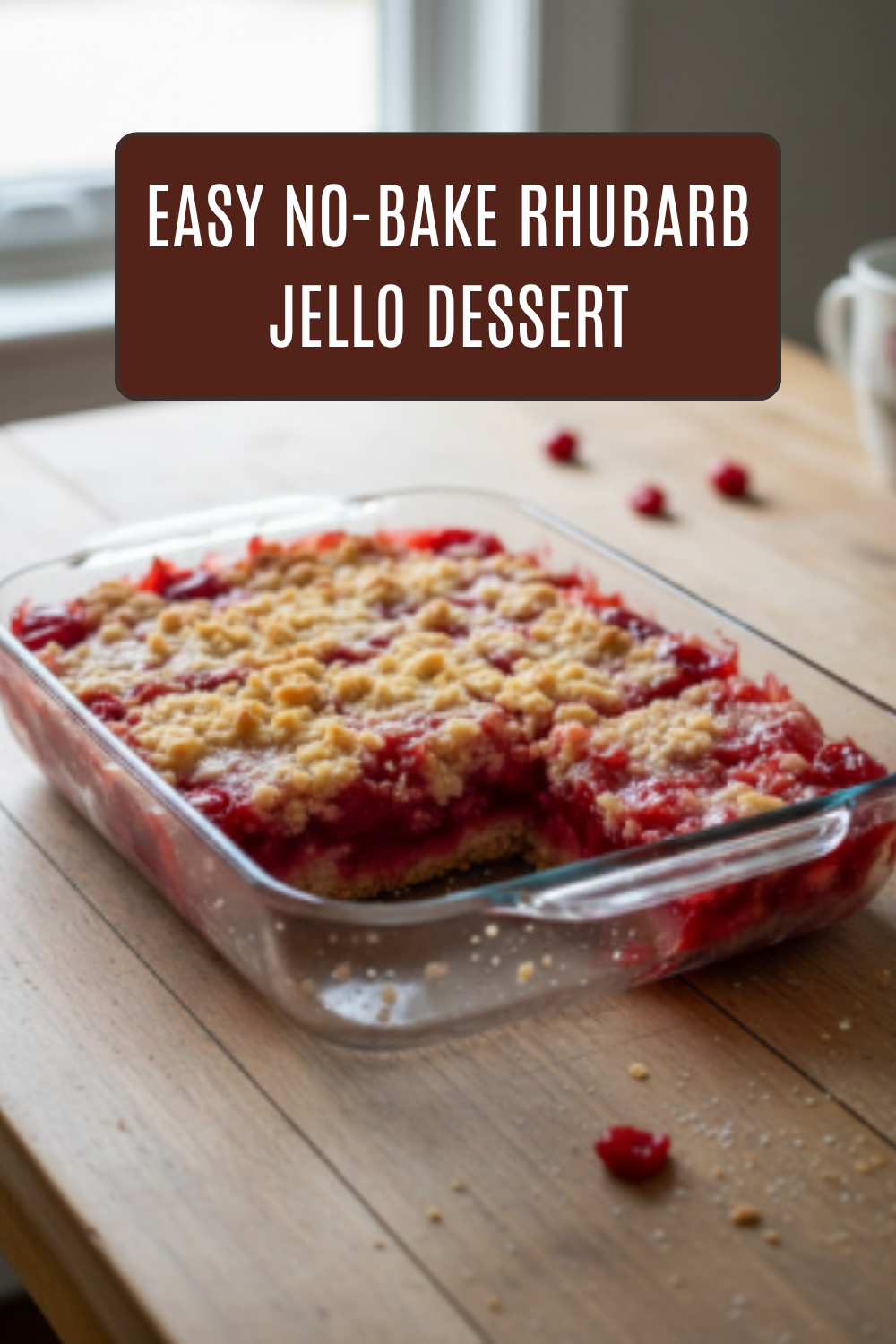 Easy No-Bake Rhubarb Jello Dessert