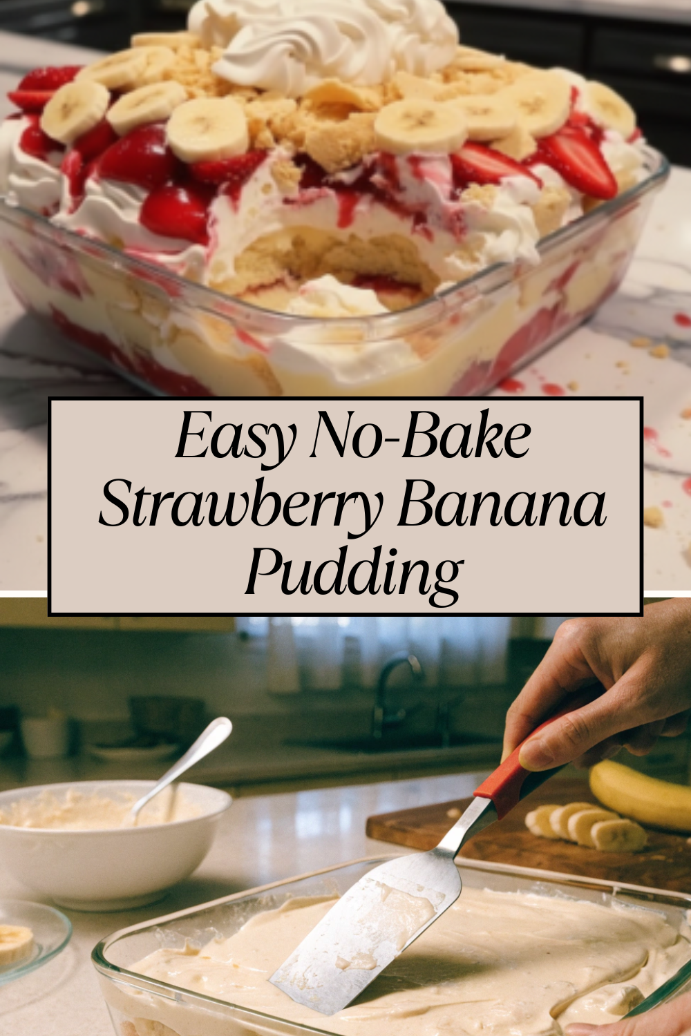 Easy No-Bake Strawberry Banana Pudding
