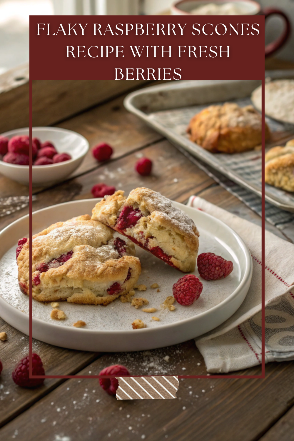 Flaky Raspberry Scones Recipe with Fresh Berries