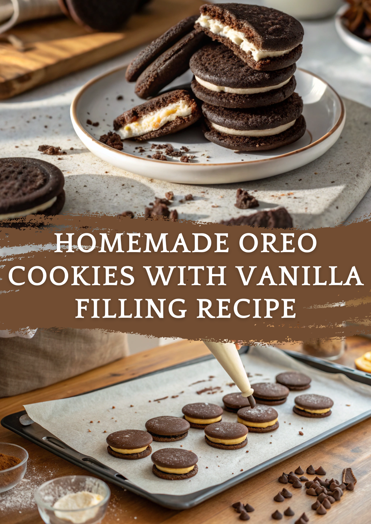 Homemade Oreo Cookies with Vanilla Filling Recipe