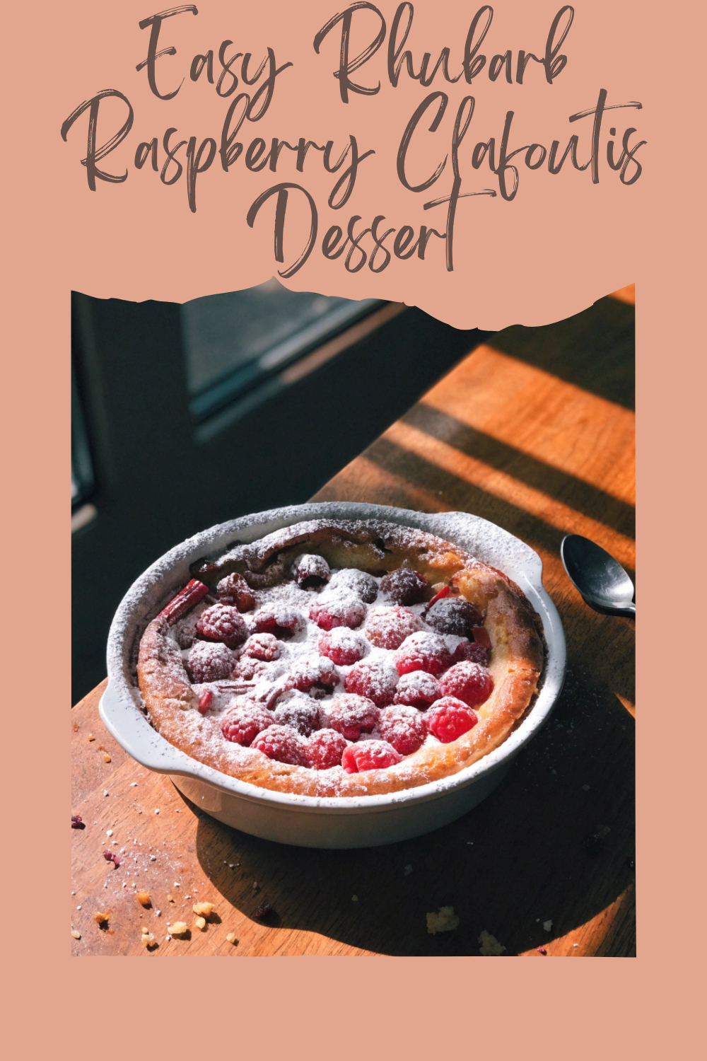 Easy Rhubarb Raspberry Clafoutis Dessert
