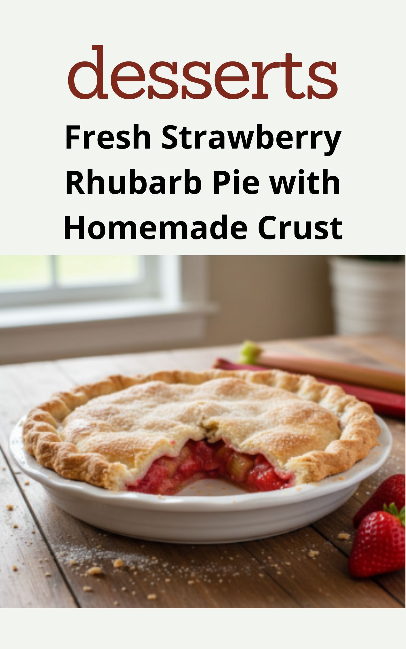 Fresh Strawberry Rhubarb Pie with Homemade Crust