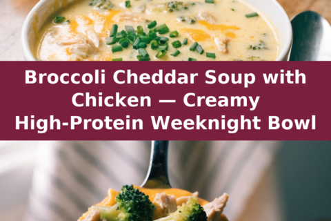Broccoli Cheddar Soup with Chicken — Creamy High-Protein Weeknight Bowl Pinterest recipe pin