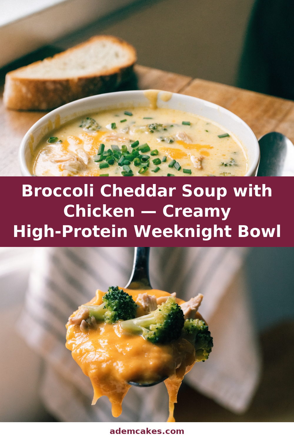 Broccoli Cheddar Soup with Shredded Chicken and Greek Yogurt
