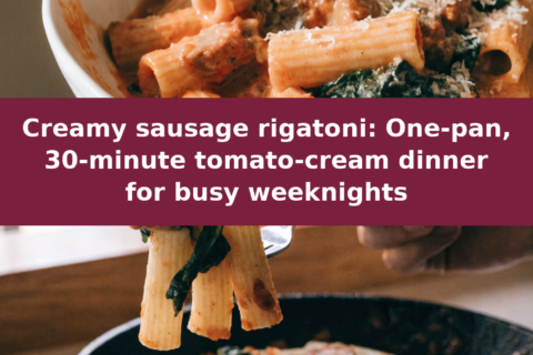 Creamy sausage rigatoni: One-pan, 30-minute tomato-cream dinner for busy weeknights Pinterest recipe pin