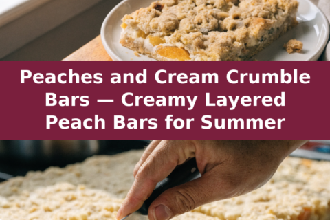 Peaches and Cream Crumble Bars — Creamy Layered Peach Bars for Summer Pinterest recipe pin
