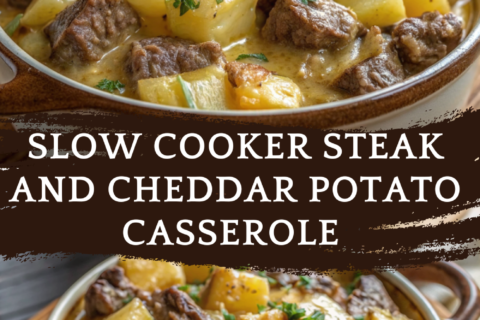 Slow Cooker Steak and Cheddar Potato Casserole – Hearty, Cheesy, and Comforting
