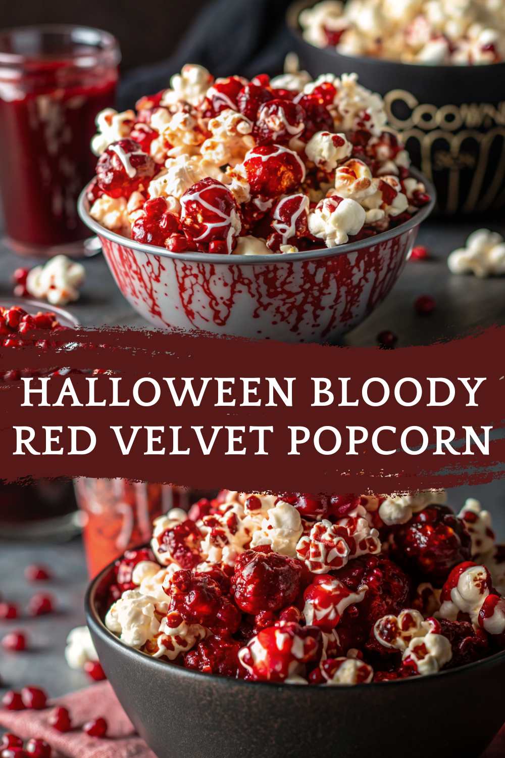 Halloween Bloody Red Velvet Popcorn | Spooky Party Snack