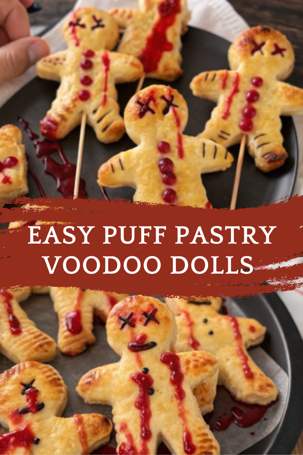 Easy Puff Pastry Voodoo Dolls – Spooky Halloween Treat with Honey “Fake Blood”