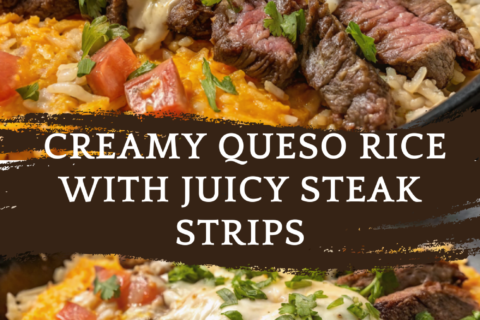 Creamy Queso Rice with Juicy Steak Strips