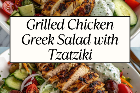 Grilled Chicken Greek Salad with Tzatziki – Fresh, Flavorful & Satisfying