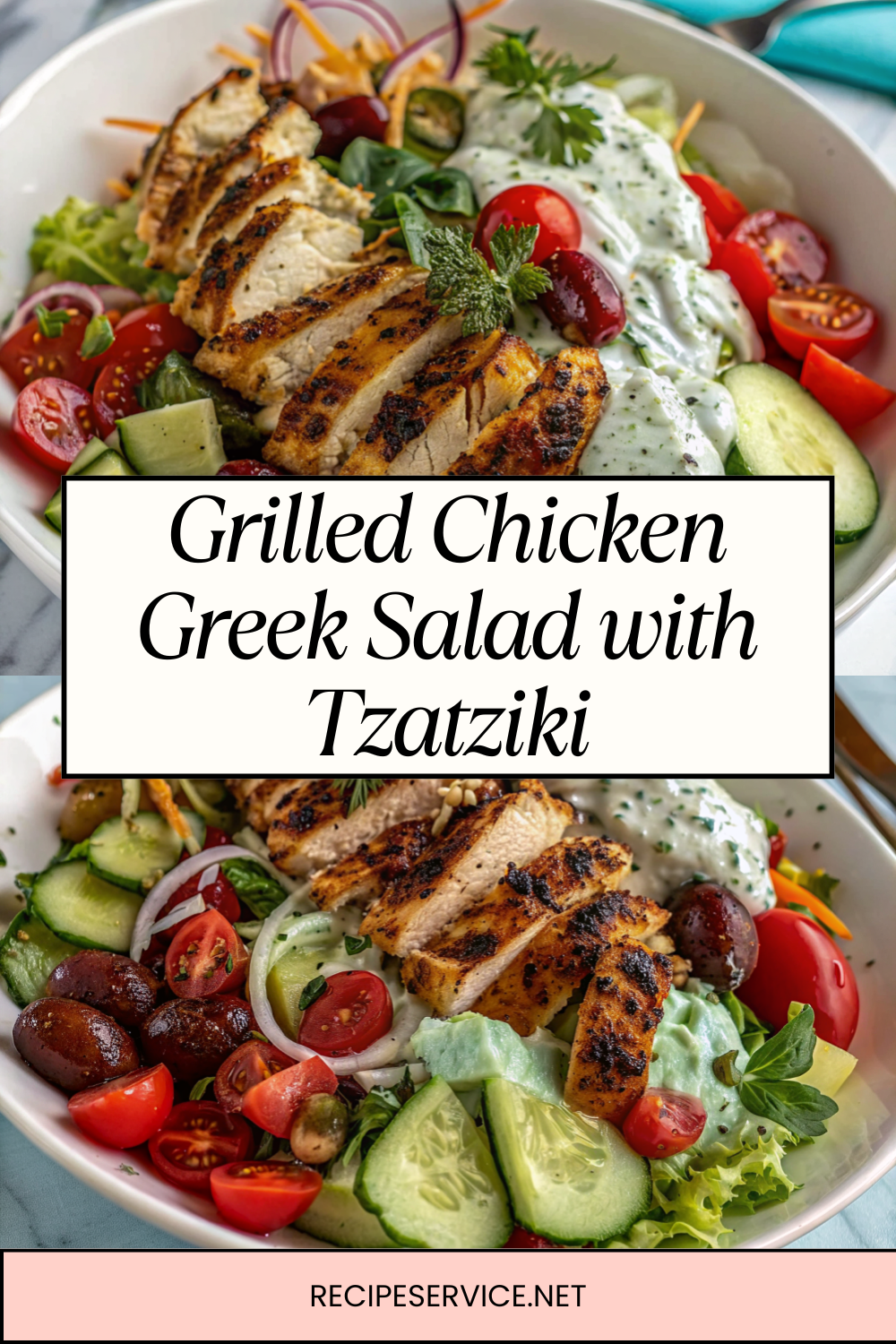 Grilled Chicken Greek Salad with Tzatziki – Fresh, Flavorful & Satisfying